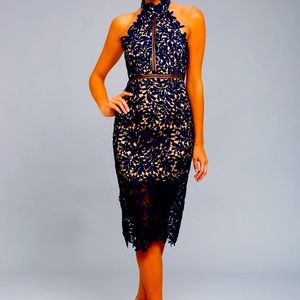 Lulus blue lace midi dress